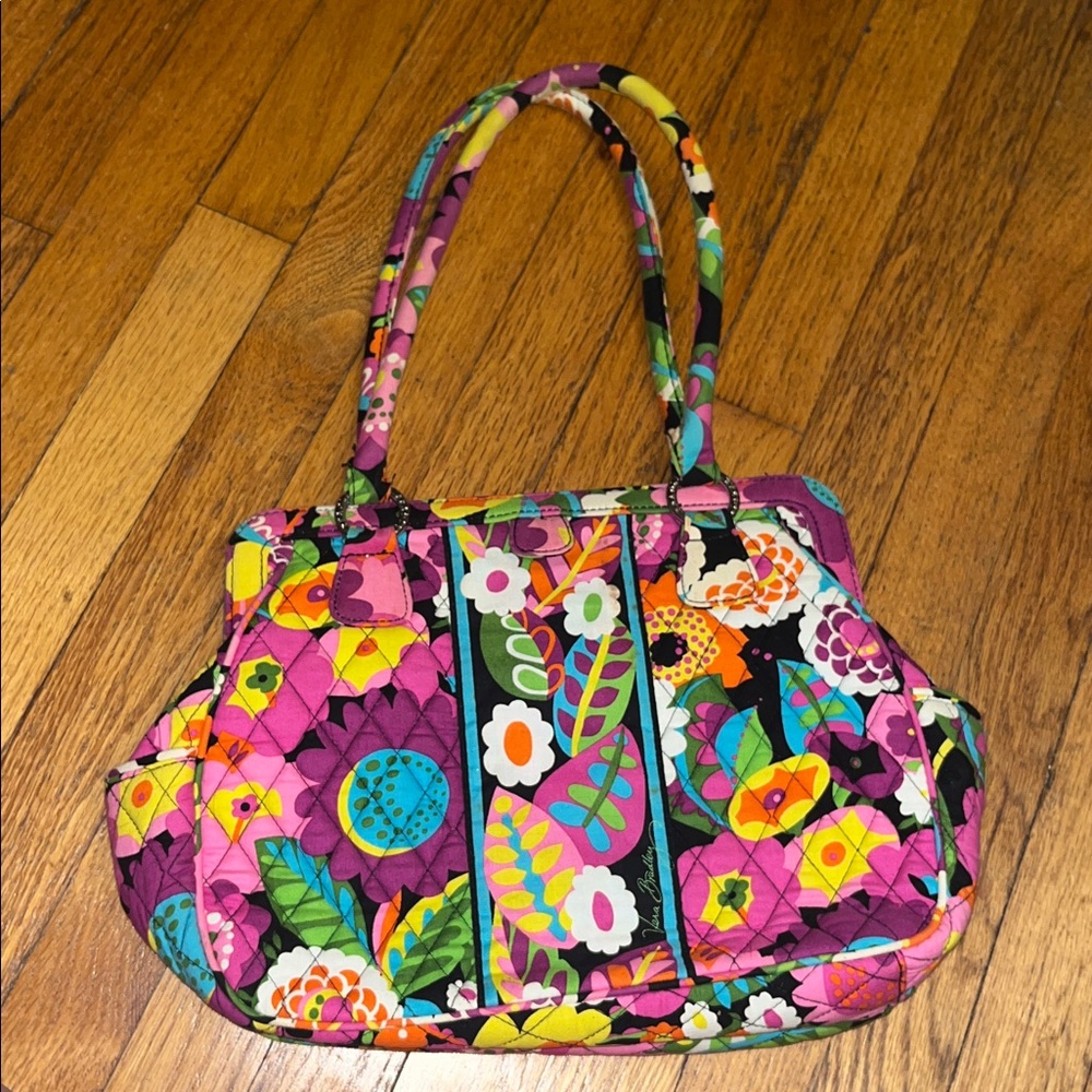 Vera Bradley VaVa Bloom Floral Framed Shoulder Handbag Purse Retired